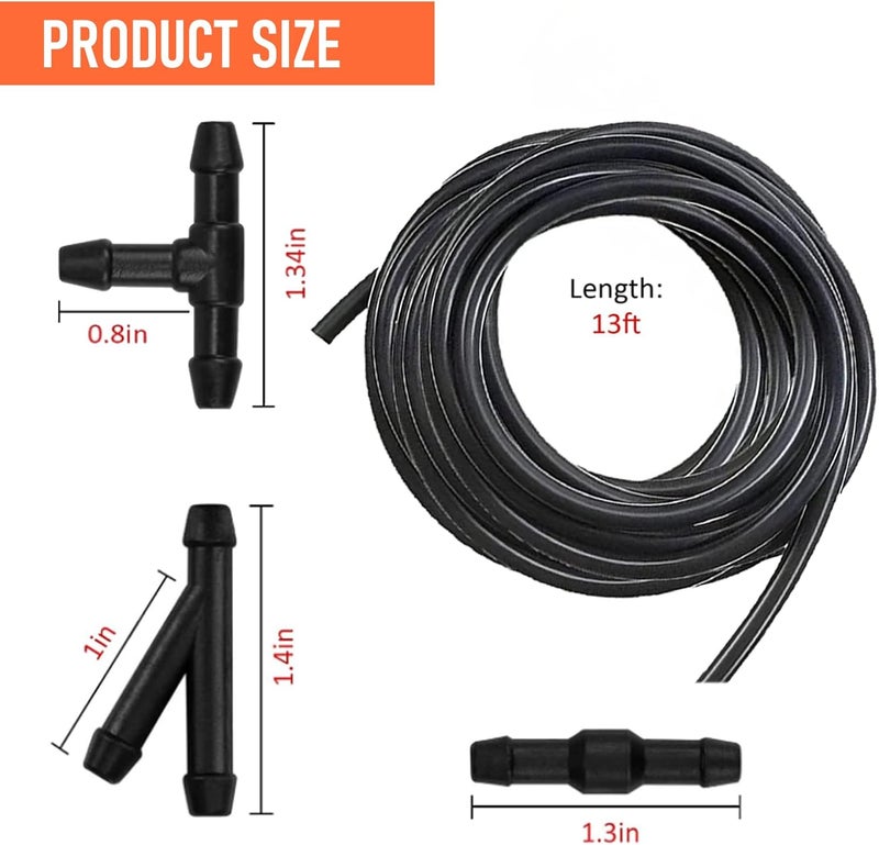 GKmow 4M/13Ft Universal Washer Fluid Hose with 30 Hose Connectors, Car Windshield Washer Hose Kit, for Most Car Windshield Washer Hose Connect Car Water Pump and Nozzles (Black) - Image 2